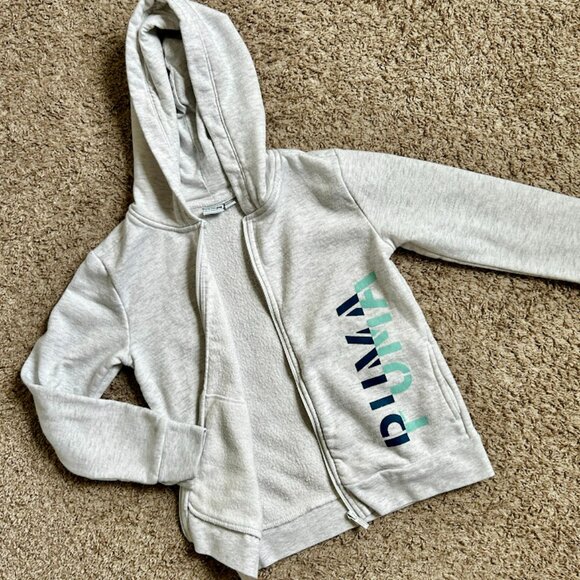 PUMA Girls' Gray Zip Up Hoodie I Size M - Picture 3 of 5